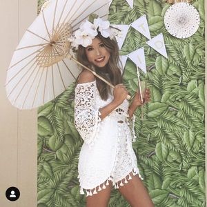 ASOS White Cutout Pom Pom Romper